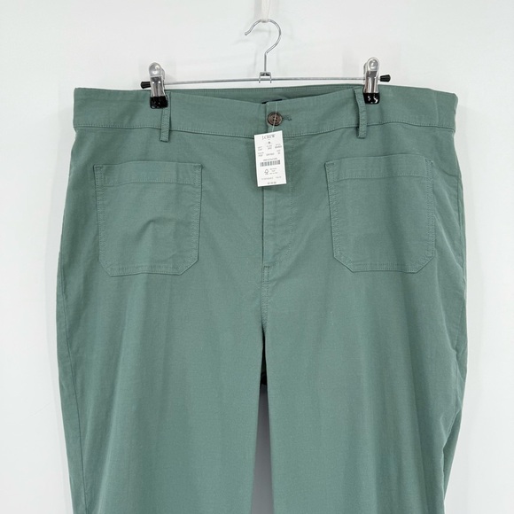 J. Crew Lizzie Linen Cotton High-rise Patch-pocket Wide Leg Pant Green Size 35 - Picture 9 of 15